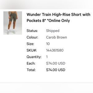 Lululemon wunder train shorts with pockets